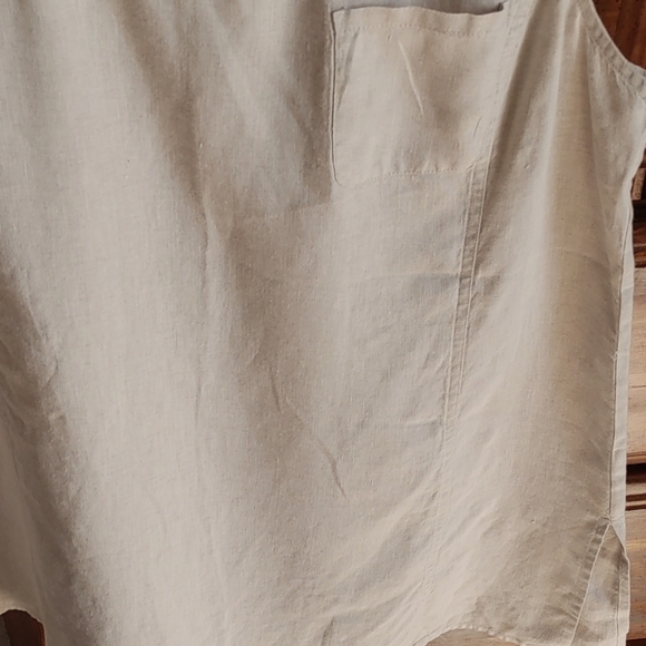 Women's Saks Fifth Avenue Threads Ecru Linen Sleeveless Tunic - Picture 3 of 8